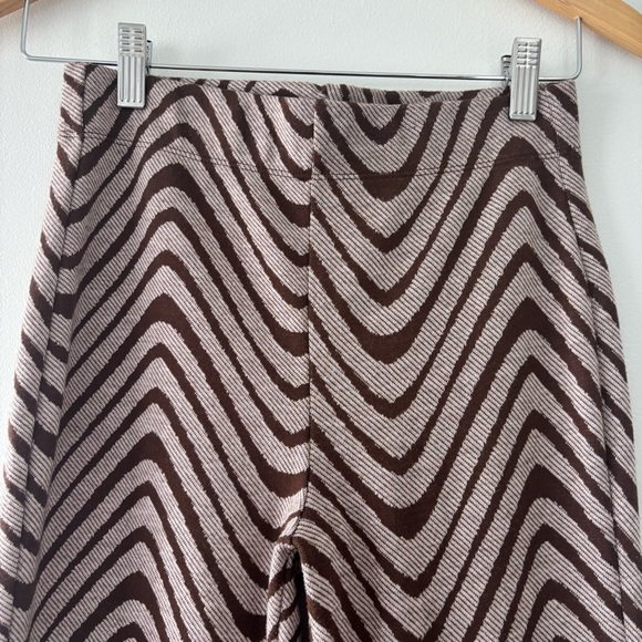 Urban Outfitters Bryn Pull On Flare Pant Brown and Cream Wavy Groovy Wide Leg S - Picture 6 of 9